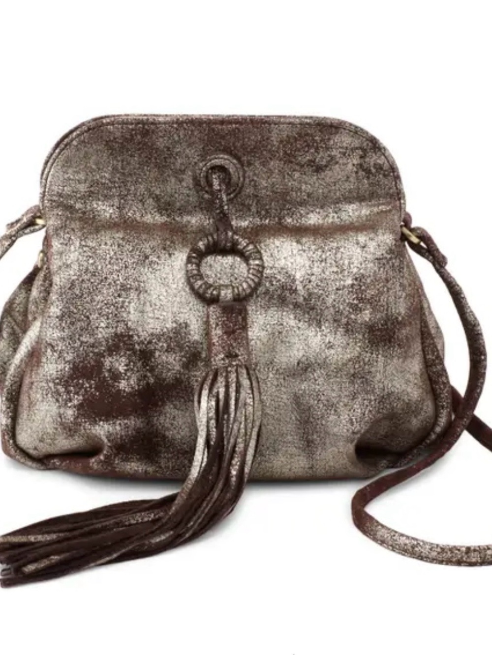 HOBO BIRDY Brown Leather Fringe Crossbody Bag -